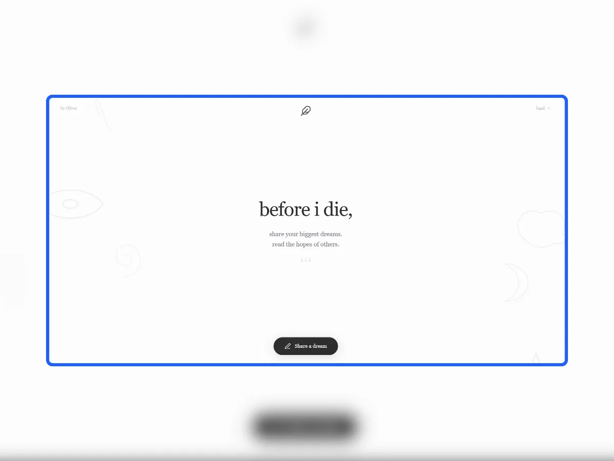 Landing Page of the Before I Die web application