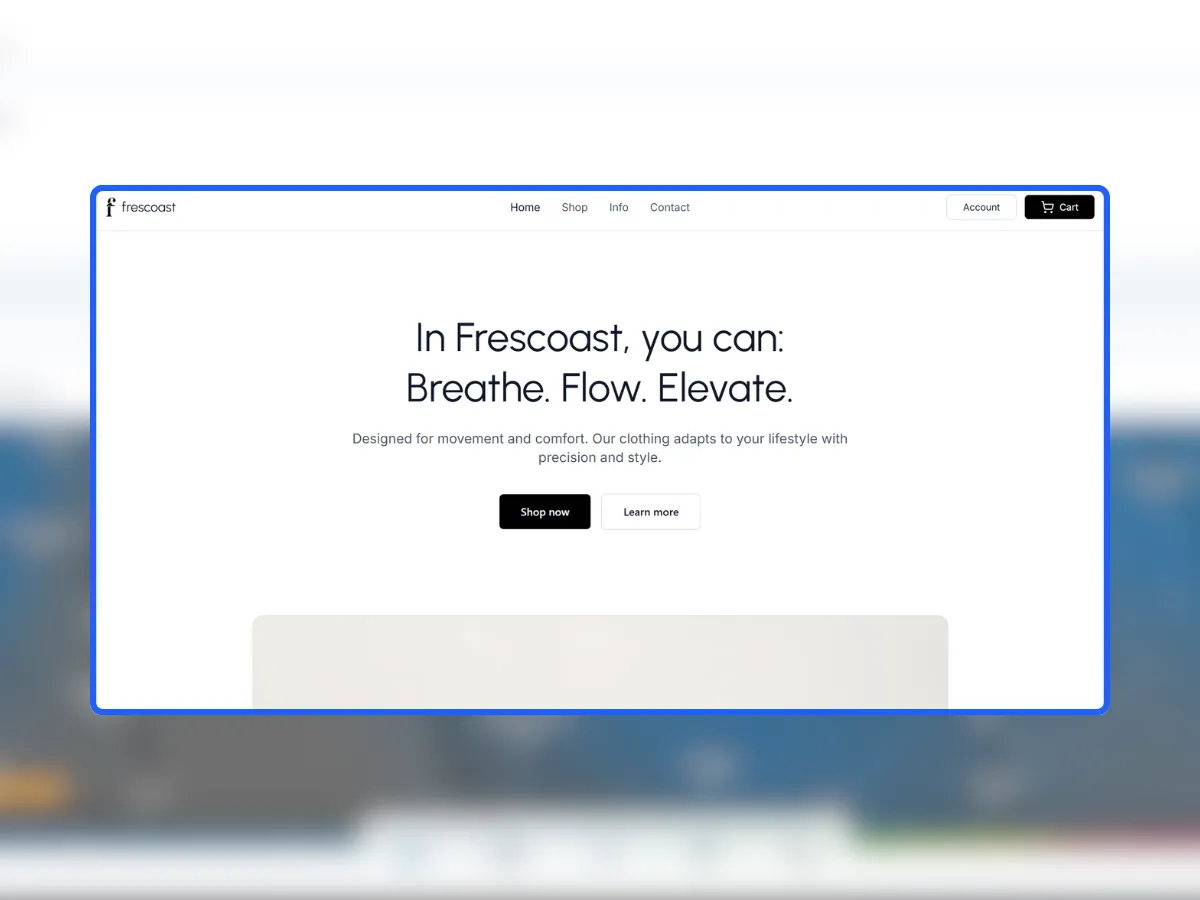 Landing page of Frescoast MNL.