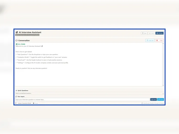 A screenshot of the AI Interview Assistant desktop application