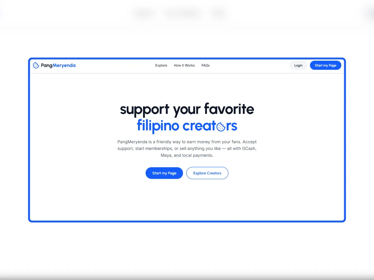 Screenshot of the PangMeryenda landing page
