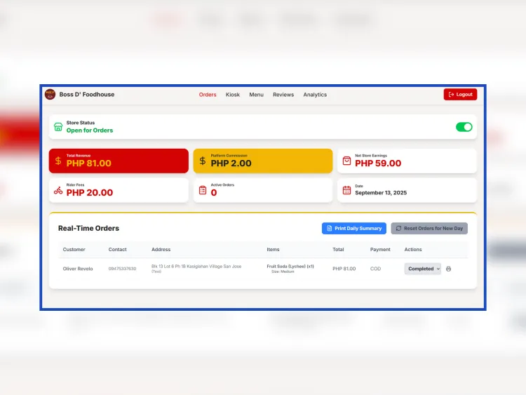 Case Study: Boss D' Foodhouse - A Real-Time Food Ordering & Management System